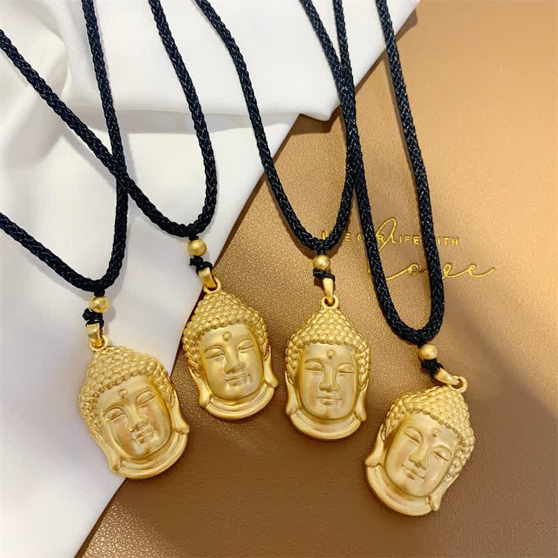 Gold Buddha Copper Wealth Necklace Pendant – Artisan-crafted golden Buddha necklace charm, prosperity wealth piece