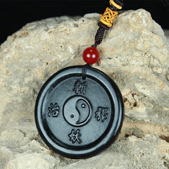 Natural Hetian Cyan Jade Yin Yang Necklace Pendant