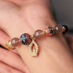 Om Mani Padme Hum Bracelet - Bead texture and natural stone patterns, protection jewelry