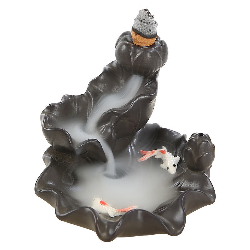 Koi Fish Purple Clay Incense Burner – incense stick burning lifestyle, peaceful zen home accent