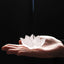 Lotus Liuli Incense Burner – cradled in palm with incense stick against dark backdrop, Serene