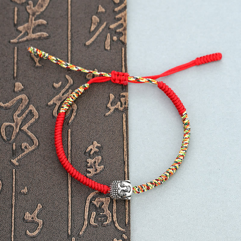 Handmade King Kong Knot Buddha Bracelet – Intricate diamond knot pattern in red cord with Buddha bead, protective wristwear