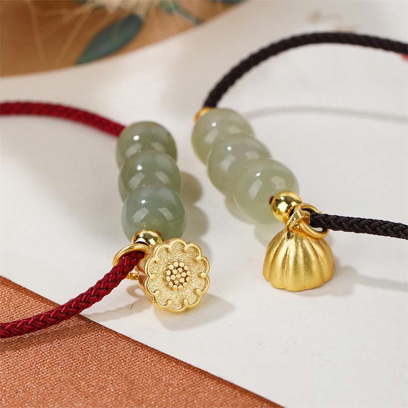 Hetian Jade Lotus Pod Braided Bracelet | Prosperity & Rebirth
