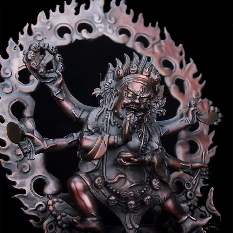 Mahakala Bodhisattva Decor – commanding presence detailed base, Tibetan Buddhist shrine
