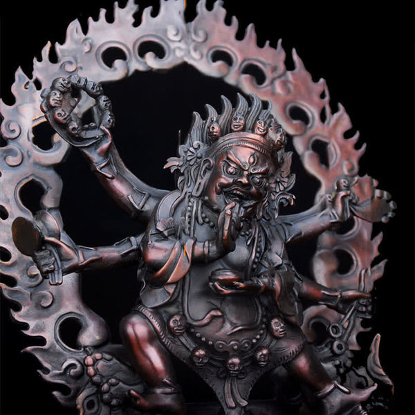 Mahakala Bodhisattva Decor – commanding presence detailed base, Tibetan Buddhist shrine