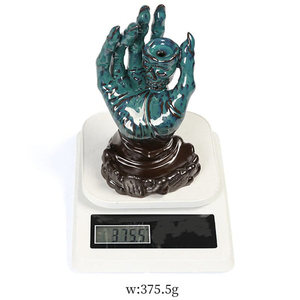 Ceramic Ghost Hand Skull Incense Burner