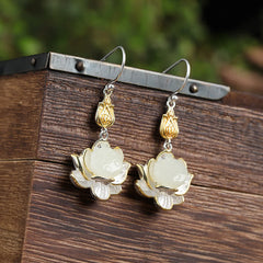Pendientes Colgantes Armonía Protección Jade Blanco