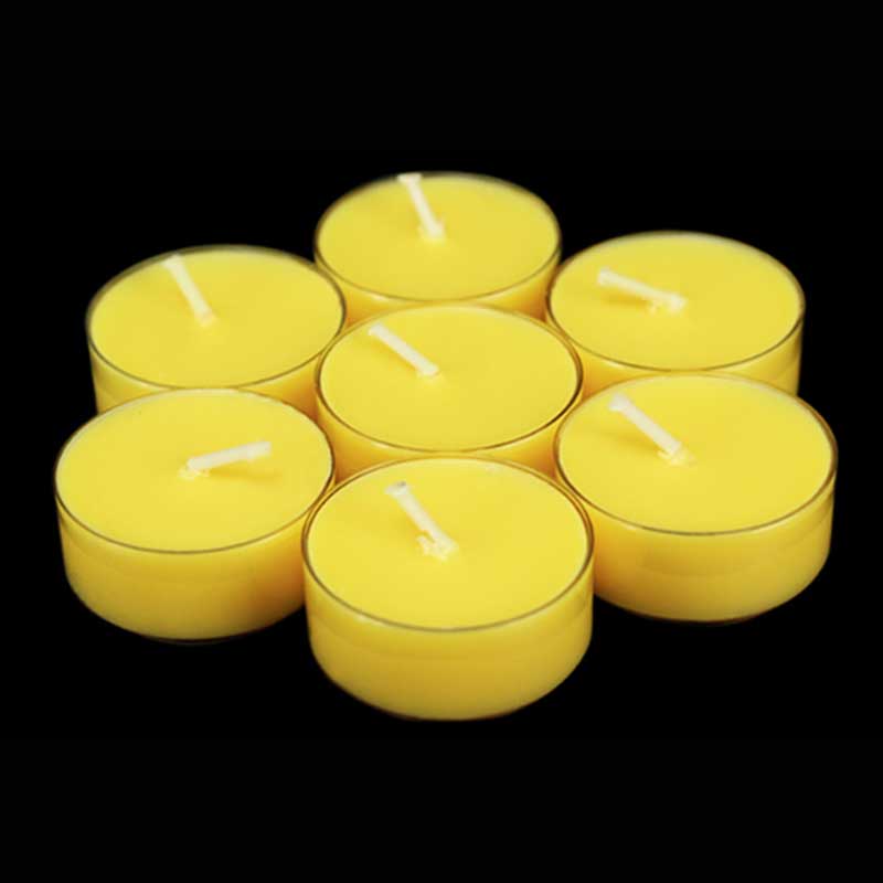 Lotus Candle Holder – Seven yellow tealights in clear holders, hexagonal meditation set
