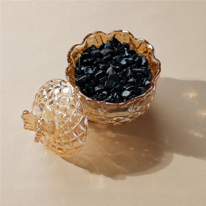 Crystal Energy Purification Demagnetization Bowl – Amber Bowl / Obsidian, image 5