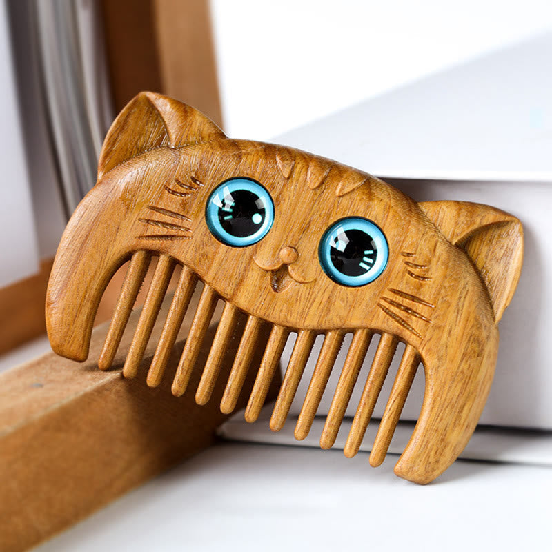 Green Sandalwood Cat Portable Comb, image 3