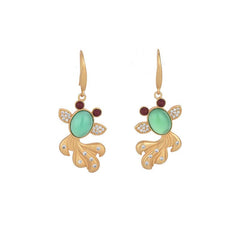 Jade Koi Drop Earrings - front view of 40mm carved koi fish dangles, feng shui jewelry