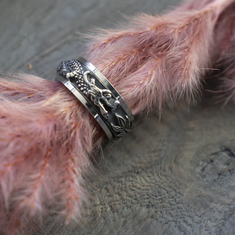 Dragon Titanium Steel Ring – Silver dragon ring worn on clenched fist, strong