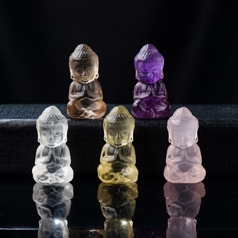 Crystal Buddha Necklace Amethyst Citrine Healing Pendant Spiritual Decoration – purple amethyst silver chain, chakra jewelry
