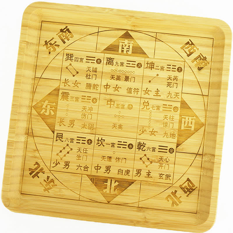 Feng Shui Bamboo Bagua Map – Qi Men Dun Jia board with 8 gates, bamboo feng shui