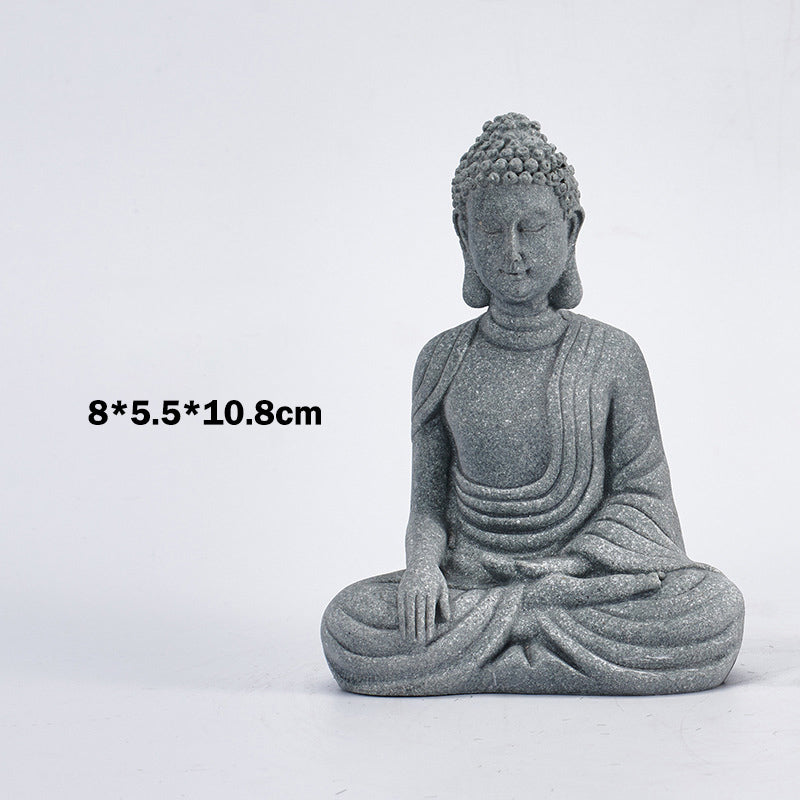 Sitting Meditation Buddha Sandstone Statue – three-quarter white, 8x5.5x10.8cm, lotus, spiritual gift