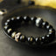 Zodiac Natal Buddha Obsidian Silver Bracelet - Gold sheen obsidian beads with silver mantra charm, spiritual protection