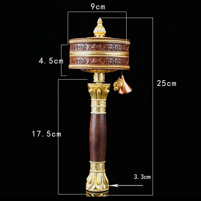 Rouleau de prière tibétain en cuivre Om Mani Padme Hum | Équilibre et Richesse