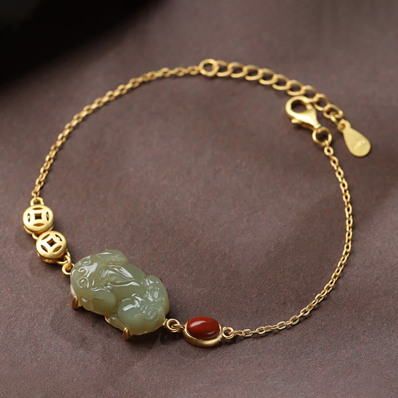 Cyan Jade Red Agate PiXiu Bracelet, image 5, healing bracelet
