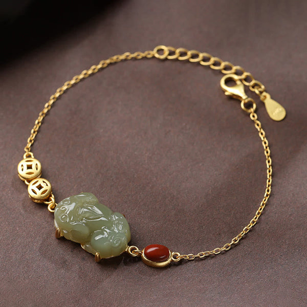 Cyan Jade Red Agate PiXiu Bracelet, image 5, healing bracelet