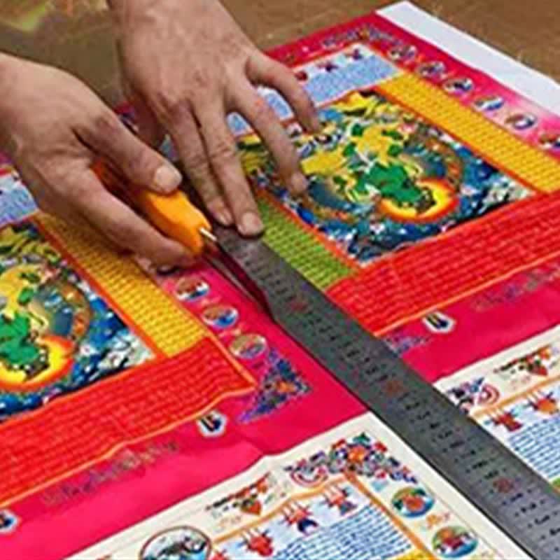 Tibetan Windhorse 10-Color Prayer Flag – beside meditation cushion, yoga studio spiritual decor