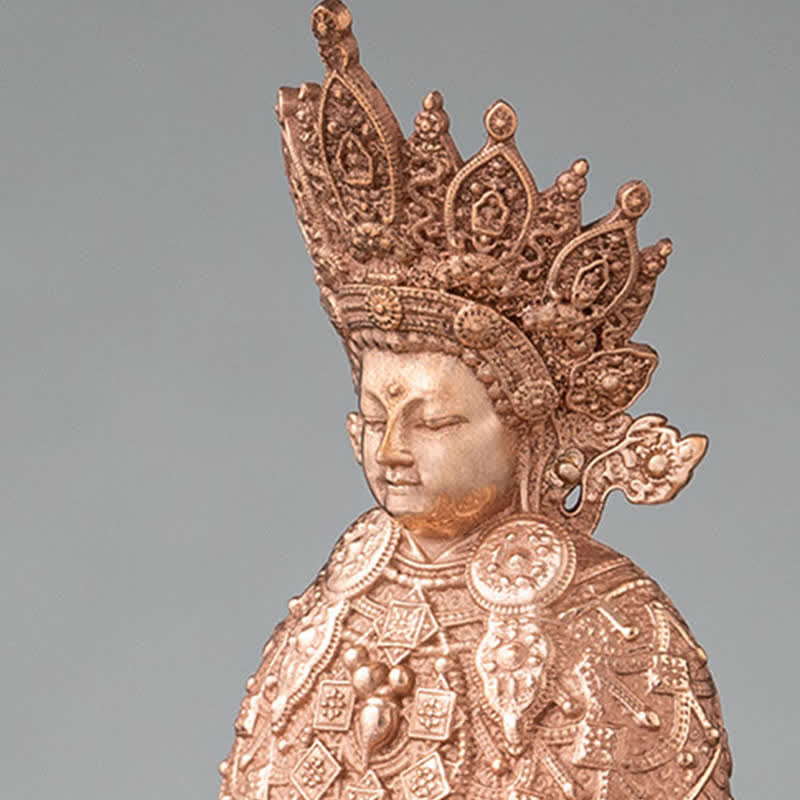 Shakyamuni Compassion Copper Statue – size scale with hand or coin, compact altar shrine ornament