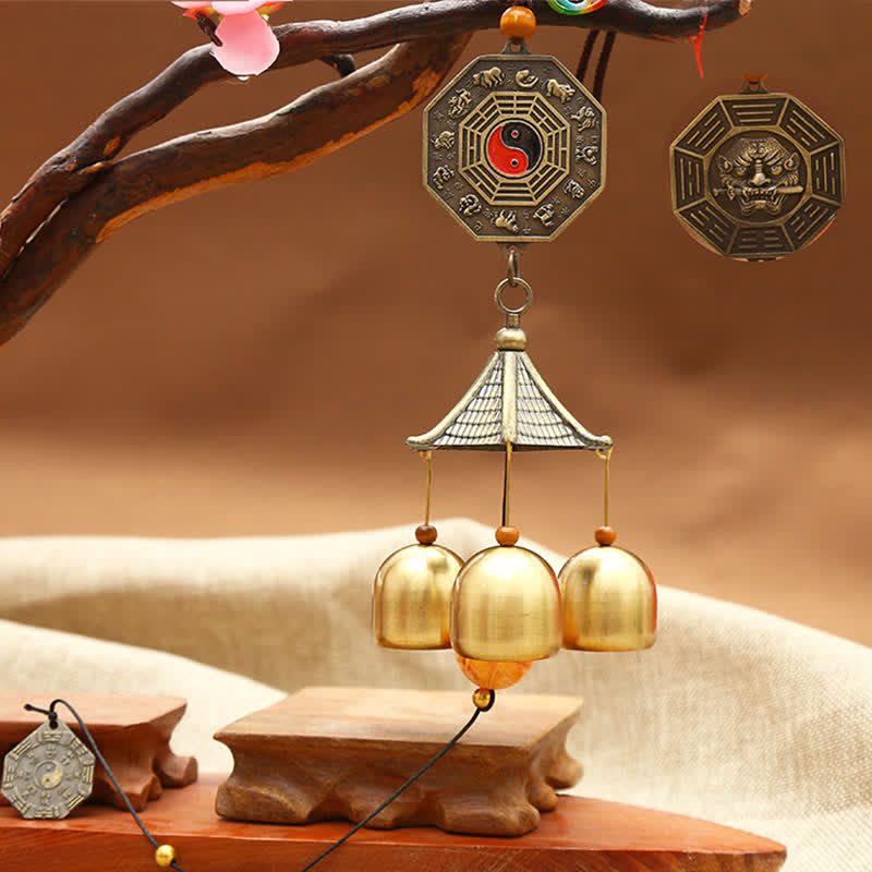 Feng Shui Copper Koi Fish Bagua Kirin Wind Chime Wall Hanging Ornament – kirin sculpture, mythical art