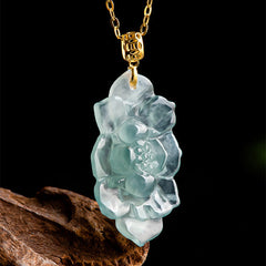Natural Jade Lotus Prosperity Necklace Pendant | Abundance