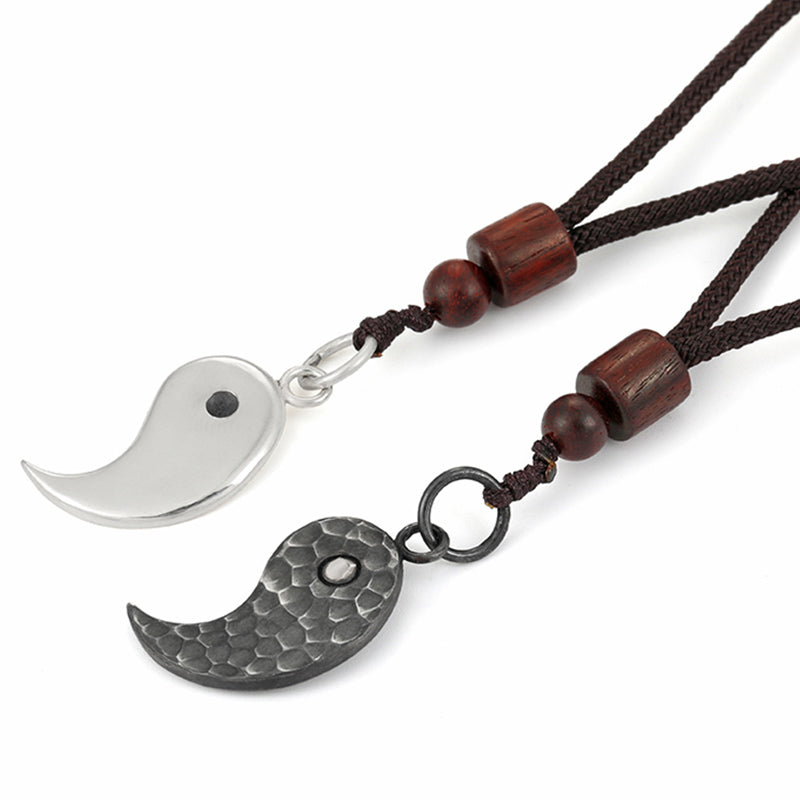 Sterling Silver Yin Yang Pendant - Couples necklace set with premium gift box, matching yin-yang jewelry gift