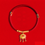 Longevity Lock Pet Collar - Red cord with gold longevity lock and ruyi cloud pattern with bells, lucky pet necklace