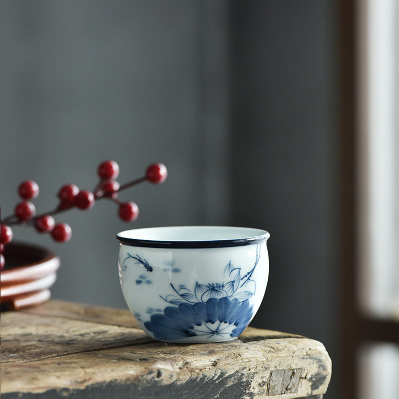 Koi Landscape Teacup – Top-down view revealing mountain and cloud design, 130ml
