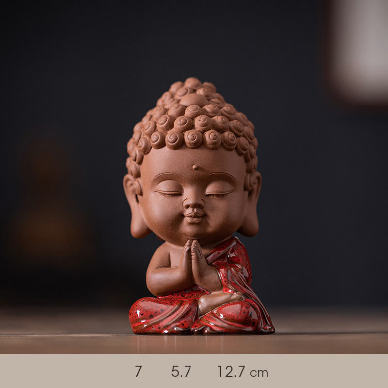 Gautama Kwa Yin Ceramic Set – Gautama Buddha in meditation pose, ivory glaze ceramic figurine