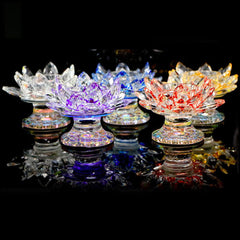 Lotus Flower Crystal Candle Holder - multicolor crystal lotus collection, prismatic sparkle