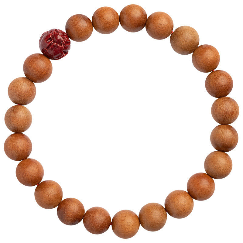 Pulsera de madera de durazno y loto de cinabrio