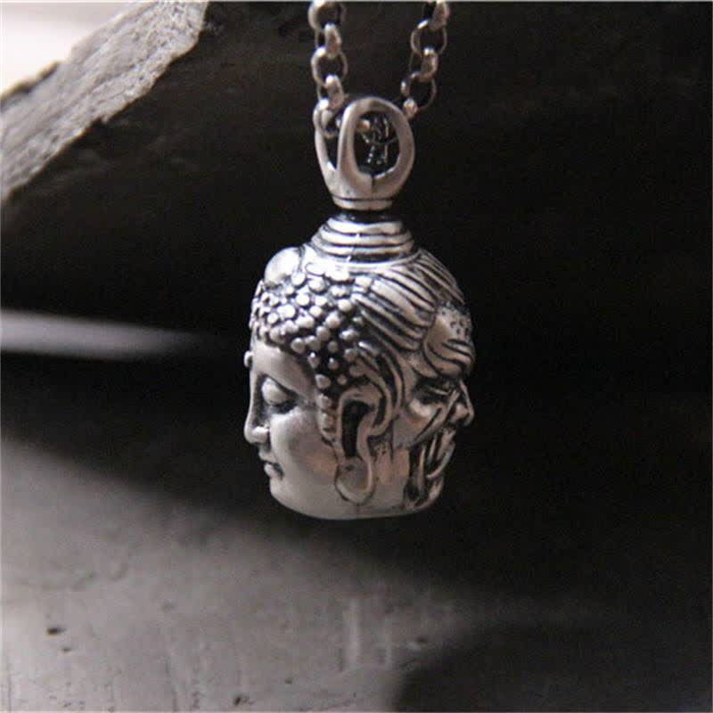 999 Silver Buddha Ghau Pendant Necklace – Detail of base and lotus seat carving, Thai Buddhist craft