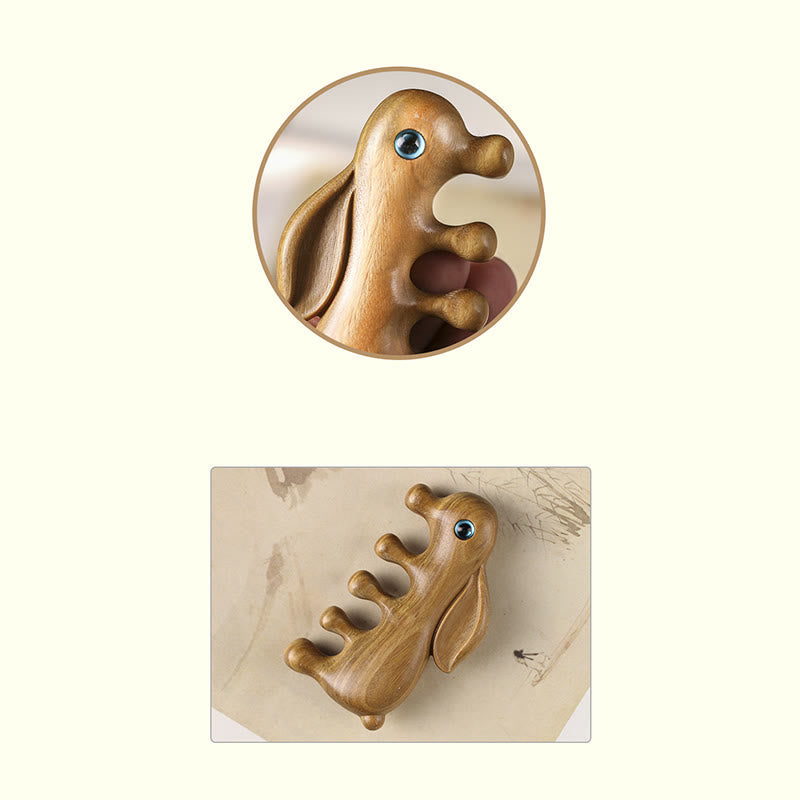 Red & Green Sandalwood Bunny Massage Comb, image 9