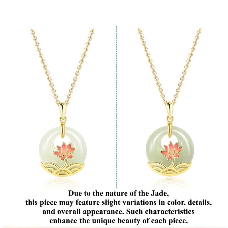 925 Sterling Silver Hetian White Jade Lotus Necklace | Blessing