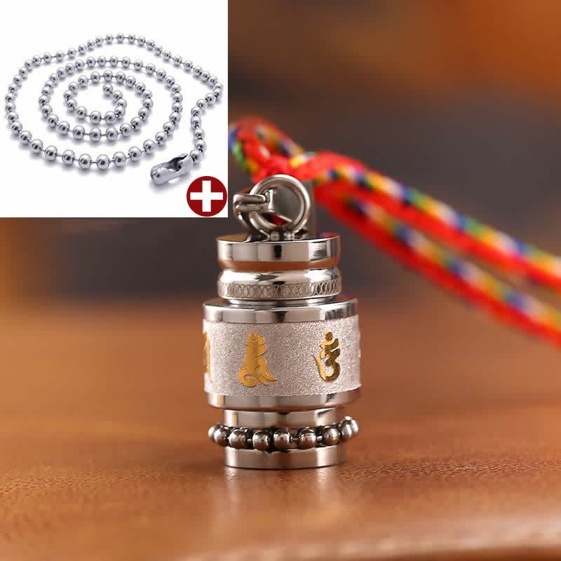 Om Mani Padme Hum Amulet – Frosted silver pendant with bonus chain, mantra engraving