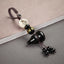 Black Obsidian Hulu Gourd Keychain – Lotus, side view, lucky charm