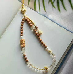 Chalcedony & Sandalwood Fu Bag Phone Charm – White, front view