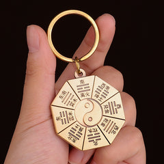 Taiji Bagua Brass Amulet Keychain – Key Ring, image 1, lucky charm