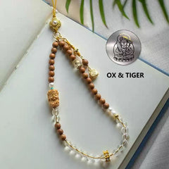 Natural Sandalwood & Crystal Phone Charm for Zodiac Year Protection