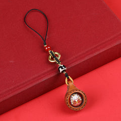 Tibetan Buddhist Palden Lhamo Thangka Keychain – Round / Fox, image 3, lucky charm