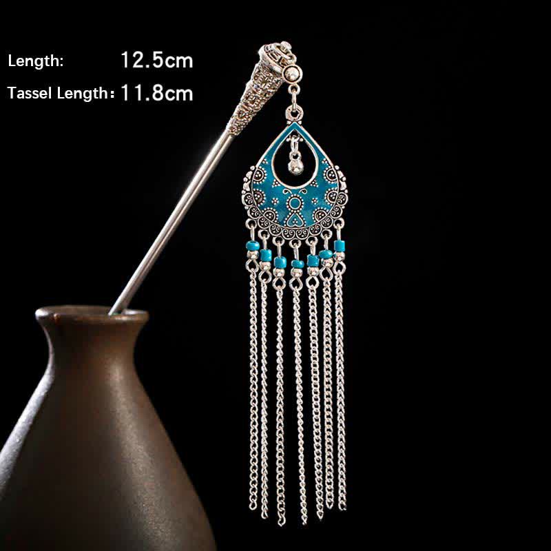 Water Drop-Blue size detail, 12.5cm length with 11.8cm tassel