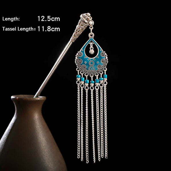 Water Drop-Blue size detail, 12.5cm length with 11.8cm tassel
