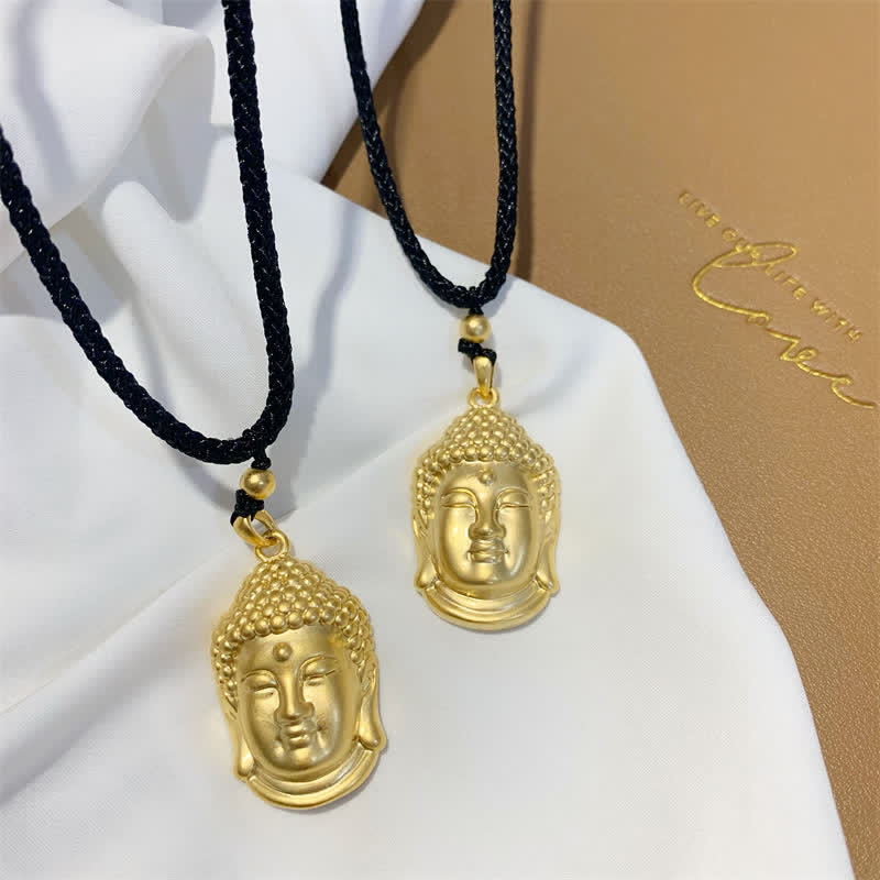 Gold Buddha Copper Wealth Necklace Pendant – Hand-finished golden Buddha statue necklace charm, abundance jewelry piece