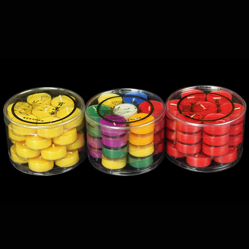Lotus Candle Holder – Three containers of Buddhist tealights in yellow, red and multicolor