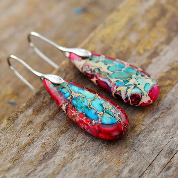 Emperor Stone Happiness Earrings – Blue Emperor Stone, image 4, earring jewelry
