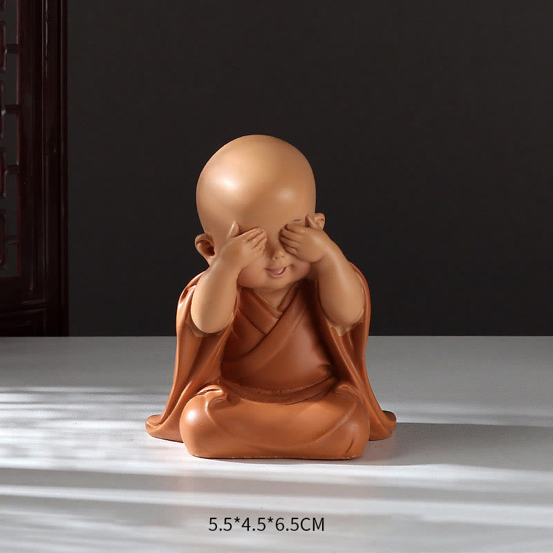 Mini Praying Monk Decor – monk with alms bowl in lap, traditional monastic attribute accessory