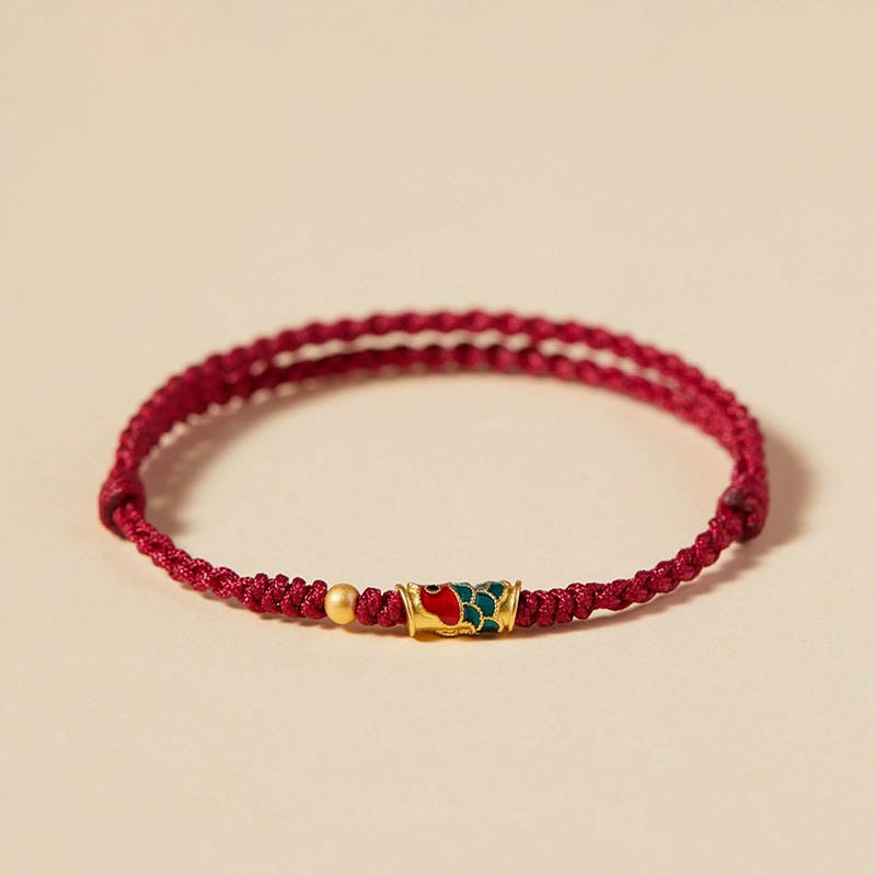 Koi Fish Wealth Bracelet – Red string bracelet in velvet pouch, Feng Shui protection gift