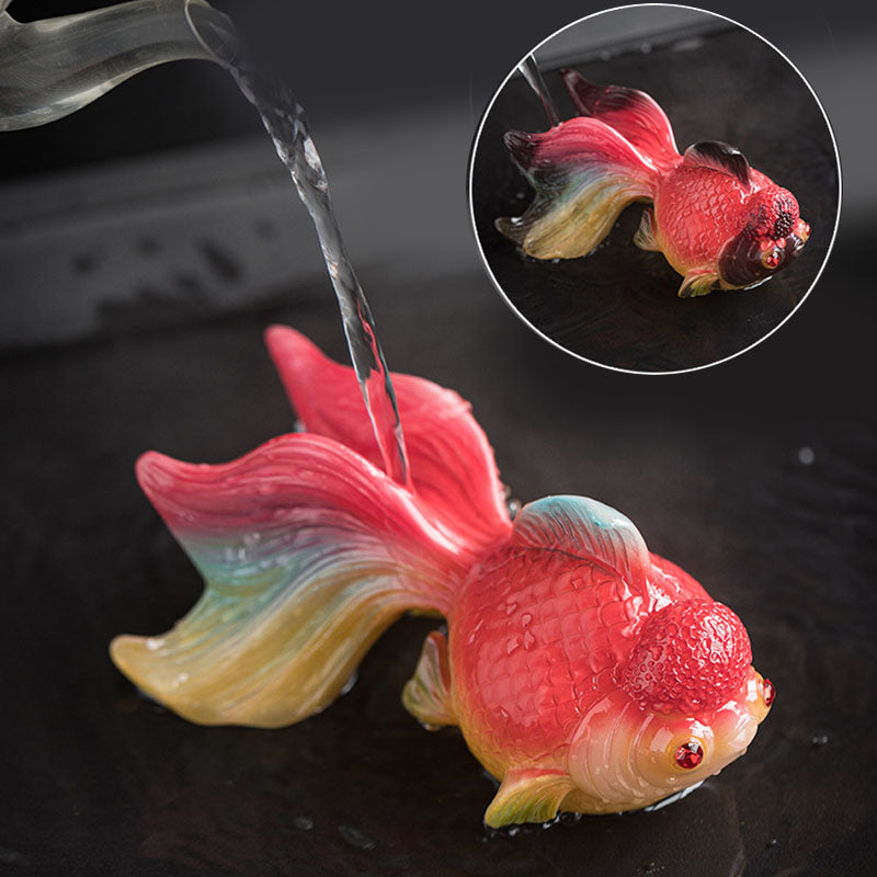Koi Fish Resin Tea Pet – Fish jumping pose dynamic, prosperity koi figurine statue